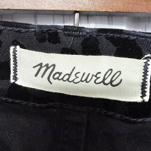 Madewell Jeans Black Leopard Velour Flocked Mid Rise Punk Goth Skinny 26 - Picture 8 of 12